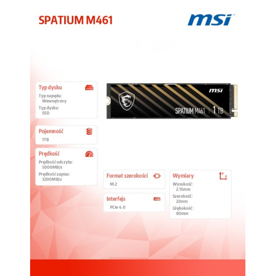 Dysk SSD SPATIUM M461   1TB M.2 PCIe 4.0 4700/1700MB/s