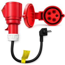 Adapter siłowy do ładowarek EV | gniazdo CEE 16A 5P | Przejściówka 400V na SCHUKO 230V | max 16A | 3.5kW 