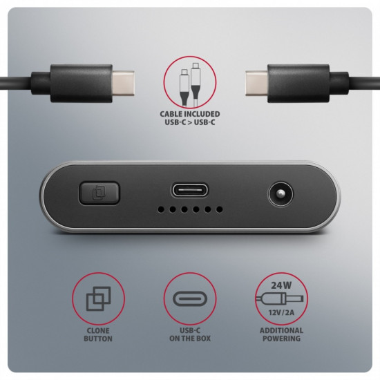 EEM2-20GD Obudowa zewnętrzna aluminiowa USB-C 3.2 Gen2x2, Dual NVMe M.2 SSD 20gbps, Clone Master