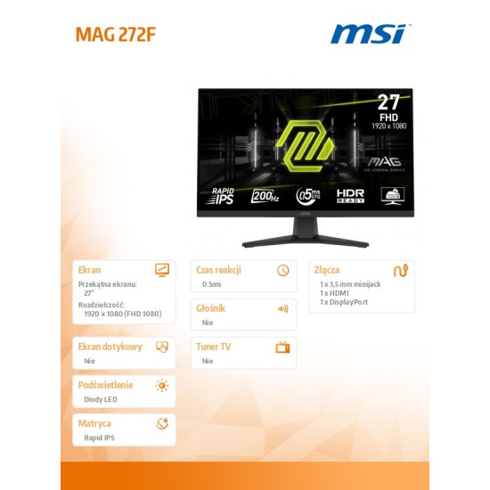 Monitor 27 cali MAG 272F LED/FHD/Flat/200Hz/czarny