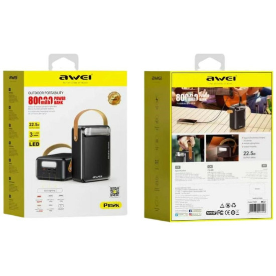 Powerbank P102K 22,5W PD 80000mAh 2xUSB-C 3xUSB-A 