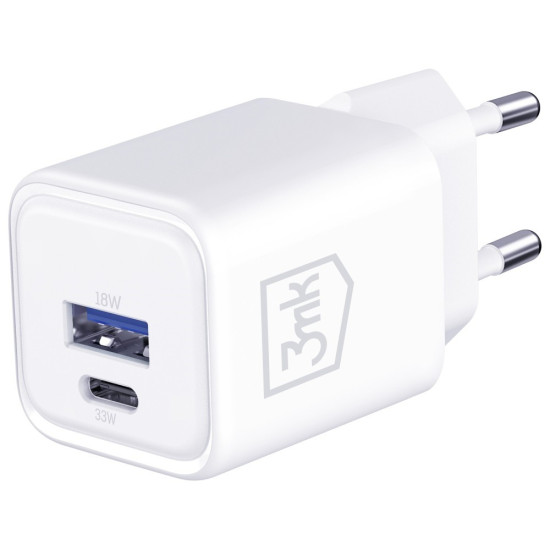 Ładowarka sieciowa Hyper Charger PD 33W GaN QC4+ PPS AFC FCP SCP USB-A USB-C biała 