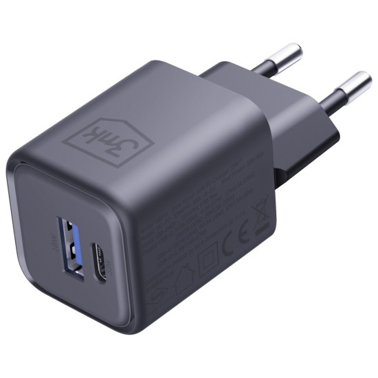 Ładowarka sieciowa Hyper Charger PD 33W GaN QC4+ PPS AFC FCP SCP USB-A USB-C czarna 