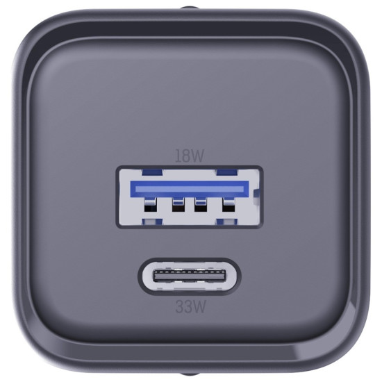 Ładowarka sieciowa Hyper Charger PD 33W GaN QC4+ PPS AFC FCP SCP USB-A USB-C czarna 