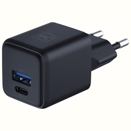 Ładowarka sieciowa Hyper GaN 20W 1xUSB-A 1xUSB-C PD QC4+ czarna 