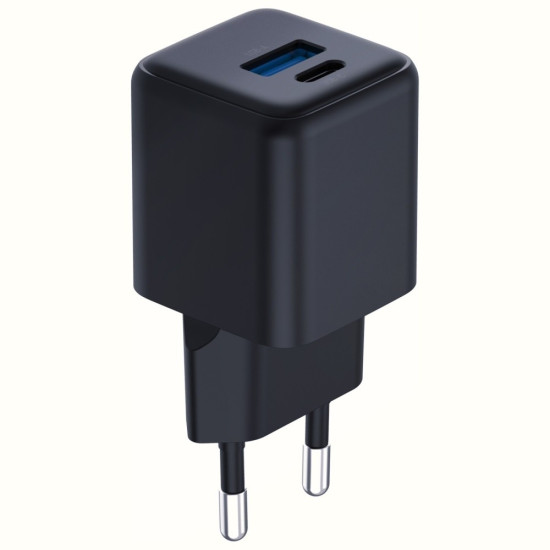 Ładowarka sieciowa Hyper GaN 20W 1xUSB-A 1xUSB-C PD QC4+ czarna 