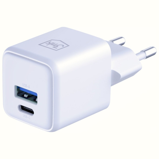 Ładowarka sieciowa Hyper GaN 20W 1xUSB-A 1xUSB-C PD QC4+ biała 