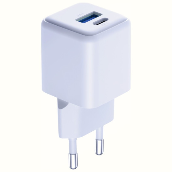 Ładowarka sieciowa Hyper GaN 20W 1xUSB-A 1xUSB-C PD QC4+ biała 