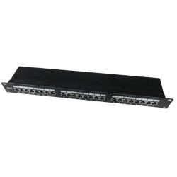 Patch Panel 24 Porty 1U 19' Kat.6 ekran z funkcją organizacji   kabli czarny 