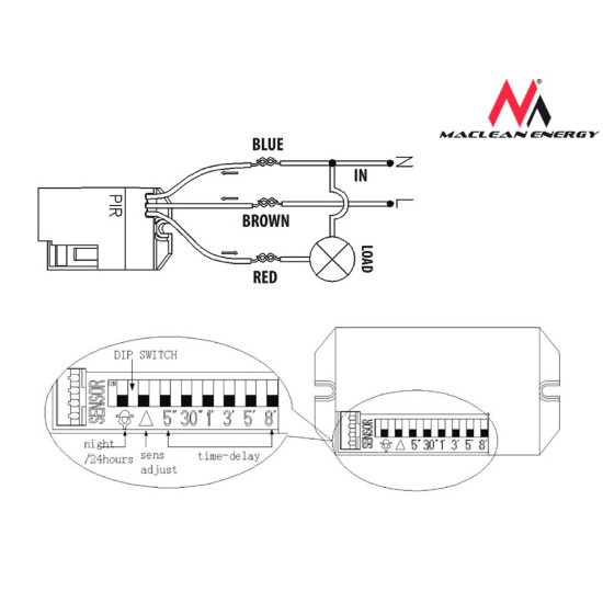 Czujnik ruchu pir z zew sensorem 800W 360s MCE32 