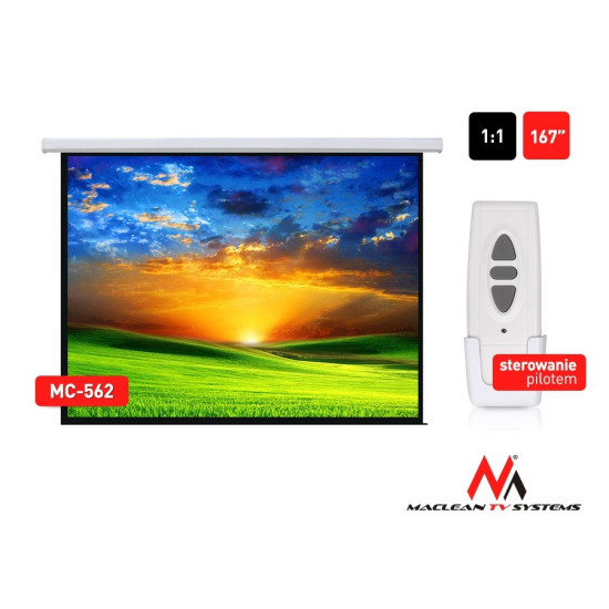 Ekran projekcyjny elektryczny MC-562 167 cali 1:1 300x300cm Sterowanie ścienne z pilota