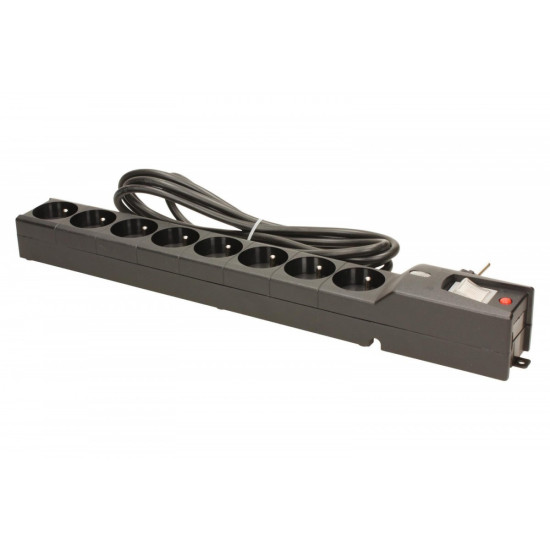 Listwa przeciwprzepięciowa LXA 816, 3L, 3,0m, czarna