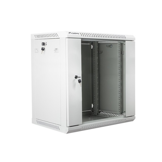 Szafa instalacyjna wisząca 19' 12U 600X450mm szara (drzwi       szklane)