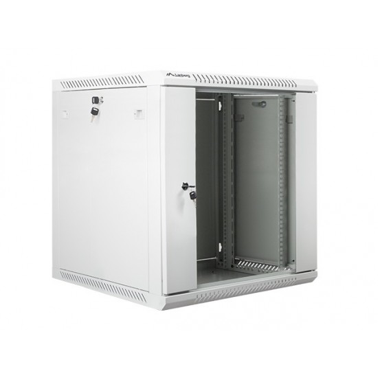 Szafa instalacyjna wisząca 19' 12U 600X600mm szara (drzwi       szklane)