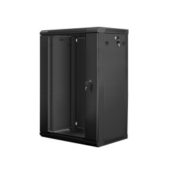 Szafa instalacyjna wisząca 19' 18U 600X450mm czarna (drzwi      szklane)