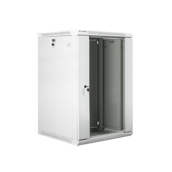 Szafa instalacyjna wisząca 19 18U 600X600mm szara (drzwi szklane)