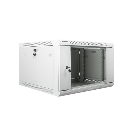 Szafa instalacyjna wisząca 19' 6U 600X600mm szara (drzwi        szklane)