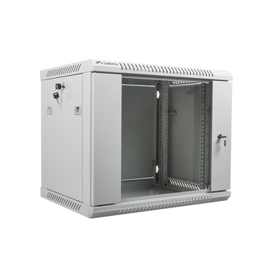 Szafa instalacyjna wisząca 19' 9U 600X450mm szara (drzwi        szklane)