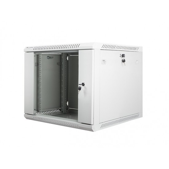 Szafa instalacyjna wisząca 19' 9U 600X600mm szara (drzwi        szklane)