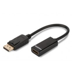 Kabel adapter Displayport z zatrzaskiem 1080p 60Hz FHD Typ DP/HDMI A M/Ż czarny 0,15m