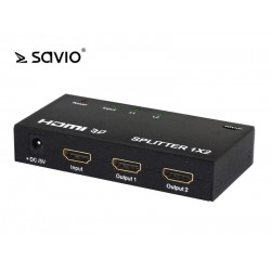 SAVIO CL-42 Splitter HDMI na 2 odbiorniki, Full HD, funkcja wzmacniacza, pudełko
