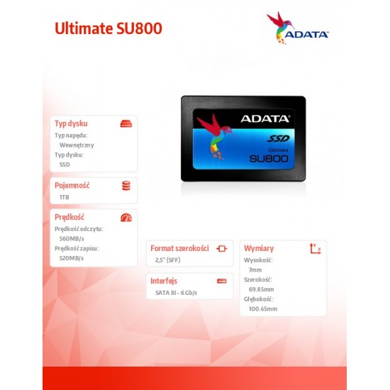 SSD Ultimate SU800 1TB S3 560/520 MB/s TLC 3D 