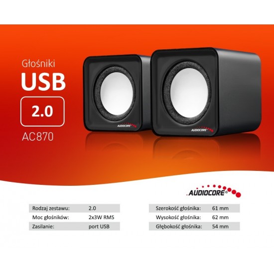 Głośniki komputerowe 6W USB AC870B