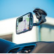 Ultra-functional, ergonomic with its rotating clamp and 360 ? swivel, this smartphone holder attaches to the windshield of your vehicle with a suction cup.