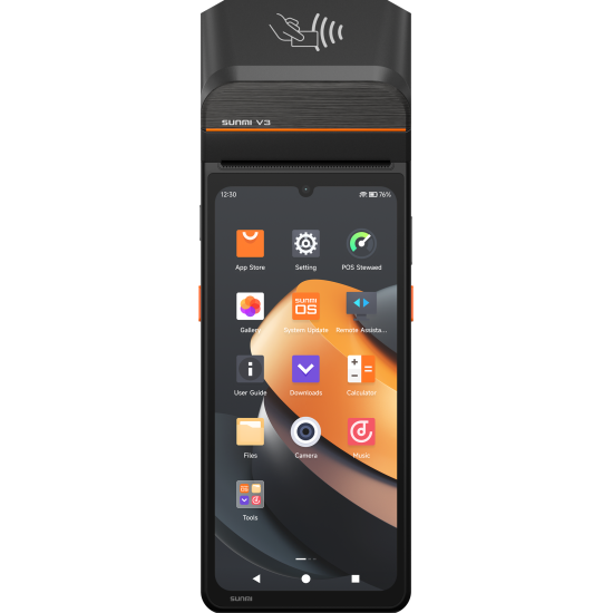 V3, GMS EDLA, A13, 6.75_, 3GB+32GB, 8MP Rear Camera, SUNMI 2D Scanner SS1104, 58mm Printer + label printer, NFC, EU 4G, UK Adapter, 3-Y